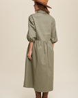 Listicle Button Front Puff Sleeve Babydoll Maxi Dress - Online Only - My Pampered Life Seattle