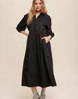 Listicle Button Front Puff Sleeve Babydoll Maxi Dress - Online Only - My Pampered Life Seattle