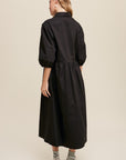 Listicle Button Front Puff Sleeve Babydoll Maxi Dress - Online Only - My Pampered Life Seattle