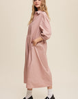 Listicle Button Front Puff Sleeve Babydoll Maxi Dress - Online Only - My Pampered Life Seattle