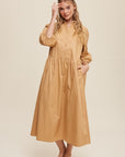 Listicle Button Front Puff Sleeve Babydoll Maxi Dress - Online Only - My Pampered Life Seattle