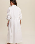 Listicle Button Front Puff Sleeve Babydoll Maxi Dress - Online Only - My Pampered Life Seattle