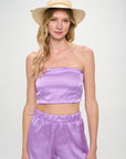 Renee C. Stretch Satin Tube Top with Back Tie