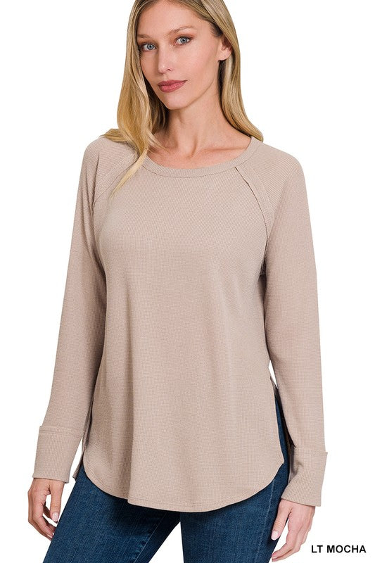 ZENANA Melage Baby Waffle Long Sleeve Top