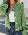 Pompom Puff Sleeve Cardigan