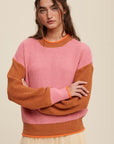 Listicle Color Block Ribbed Knit Sweater