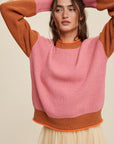 Listicle Color Block Ribbed Knit Sweater