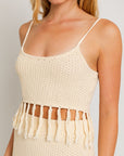 LE LIS Tassel Detail Spaghetti Sweater Crop Top