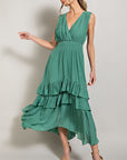 V-Neck Ruffle Maxi Dress - Online Only