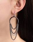 Arch drop earrings with chain fringe