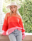 Bold Rainbow Stripe Oversized Chunky Knit Pullover