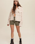 Listicle Plaid Fleece Shacket - Online Only