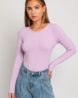 LE LIS Long Sleeve Round Neck Ribbed Bodysuit