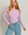 LE LIS Long Sleeve Round Neck Ribbed Bodysuit