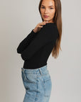 LE LIS Long Sleeve Round Neck Ribbed Bodysuit