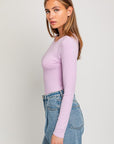 LE LIS Long Sleeve Round Neck Ribbed Bodysuit