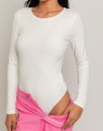 LE LIS Long Sleeve Round Neck Ribbed Bodysuit