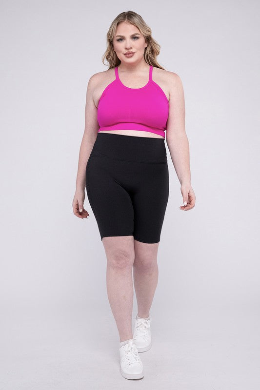 ZENANA Plus Athletic High Rise Biker Shorts