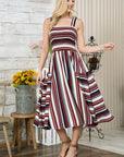 Smocked Stripe Dress with Pocket-New Color Added