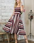 Smocked Stripe Dress with Pocket-New Color Added