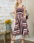 Smocked Stripe Dress with Pocket-New Color Added