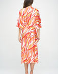 Renee C. Front Twist Multi Color Print Satin Dress