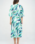 Renee C. Front Twist Multi Color Print Satin Dress