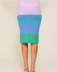 High-Waisted Midi Sweater Multicolor Skirt