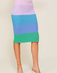 High-Waisted Midi Sweater Multicolor Skirt