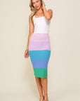 High-Waisted Midi Sweater Multicolor Skirt