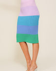 High-Waisted Midi Sweater Multicolor Skirt