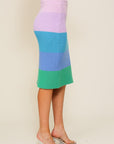 High-Waisted Midi Sweater Multicolor Skirt