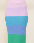 High-Waisted Midi Sweater Multicolor Skirt