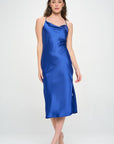 Renee C. Satin Bias Slip Dress with Slit