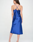 Renee C. Satin Bias Slip Dress with Slit