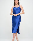 Renee C. Satin Bias Slip Dress with Slit