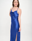 Renee C. Satin Bias Slip Dress with Slit