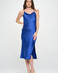 Renee C. Satin Bias Slip Dress with Slit