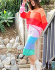 High-Waisted Midi Sweater Multicolor Skirt