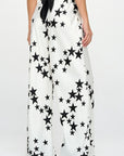 Renee C Silky Satin Star Print Pants with Side Pocket