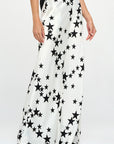 Renee C Silky Satin Star Print Pants with Side Pocket