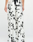 Renee C Silky Satin Star Print Pants with Side Pocket