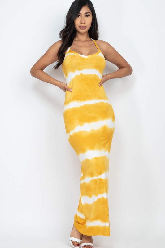 Stripe Tie Dye Printed Maxi Loose Fit Dress