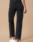 Denim Lab USA Frayed Flip Waist Straight Jeans