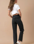 Denim Lab USA Frayed Flip Waist Straight Jeans