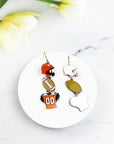 Sports Ball Uniform Acrylic Drop Hook Earrings - Online Only