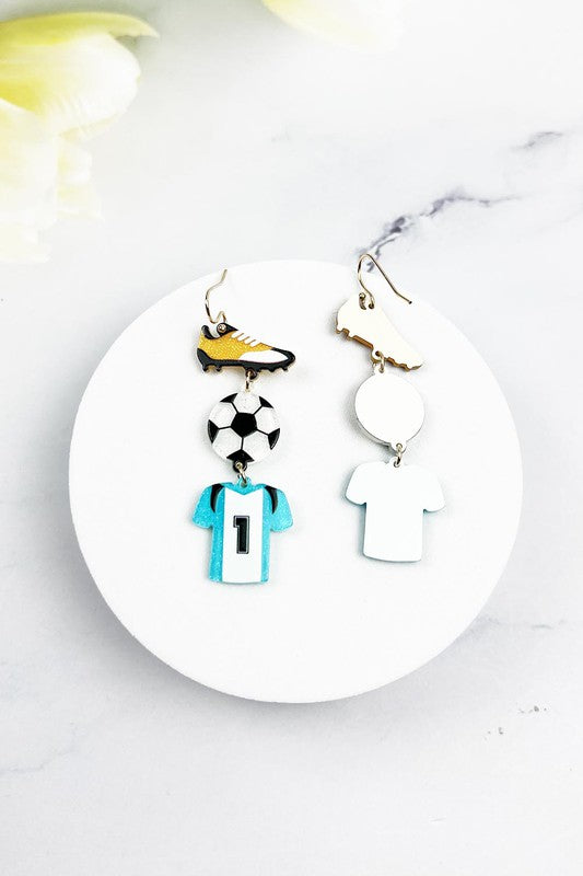 Sports Ball Uniform Acrylic Drop Hook Earrings - Online Only