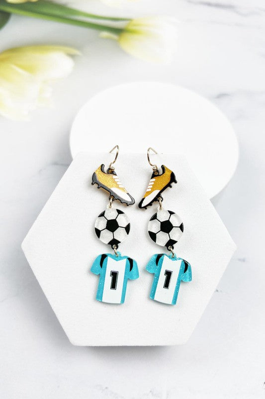 Sports Ball Uniform Acrylic Drop Hook Earrings - Online Only