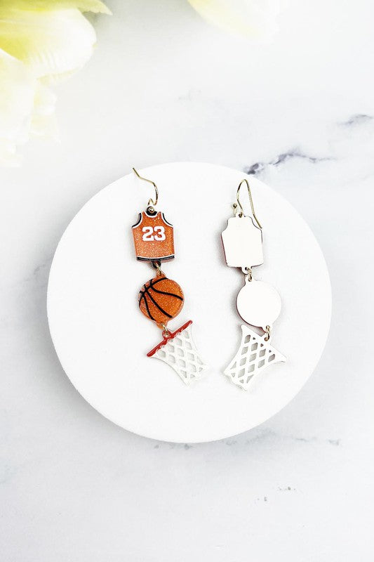 Sports Ball Uniform Acrylic Drop Hook Earrings - Online Only