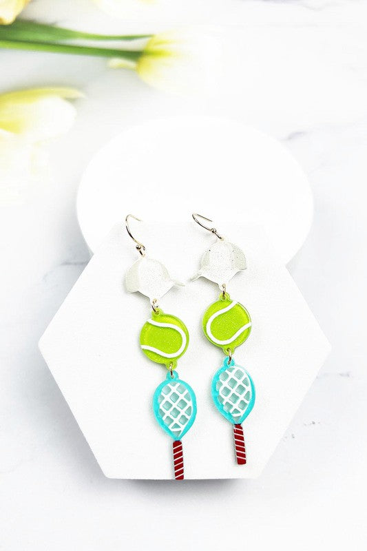 Sports Ball Uniform Acrylic Drop Hook Earrings - Online Only